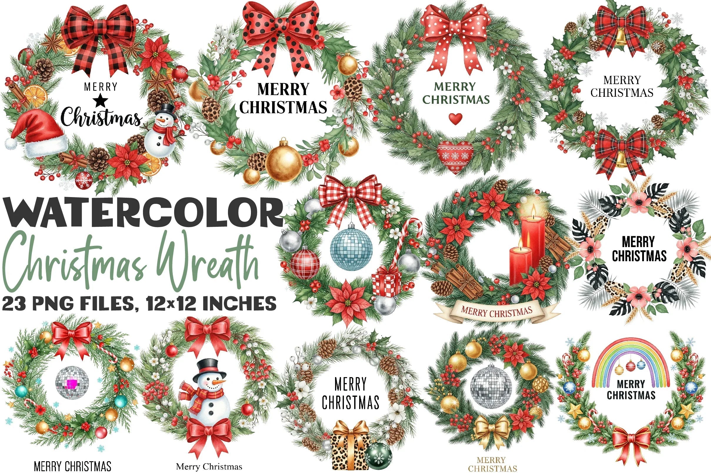 Christmas Wreath Clipart Bundle - CraftNest - Digital Crafting and Art