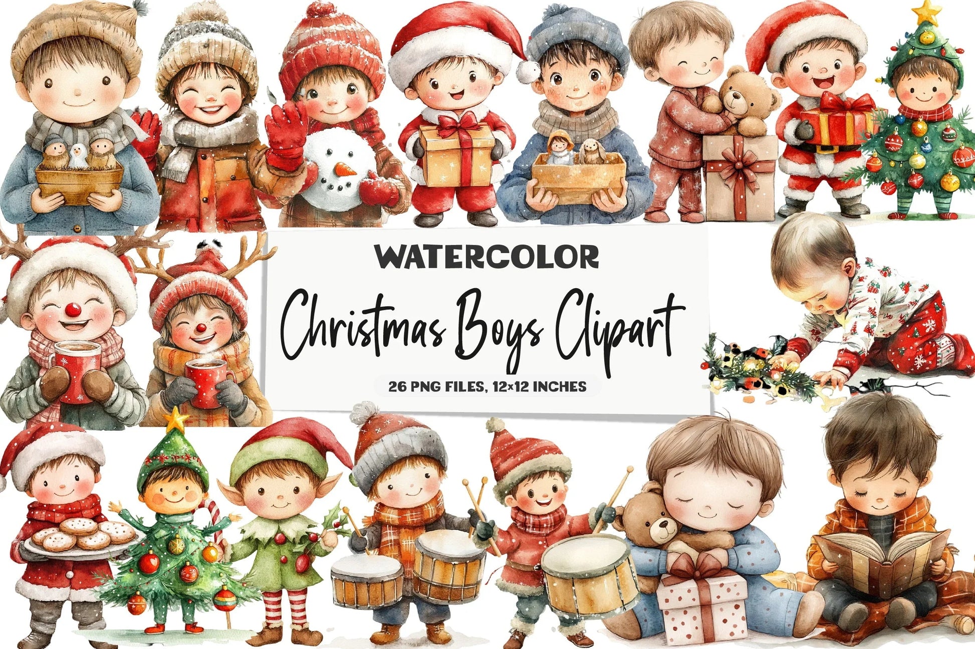 Christmas Boys Clipart Bundle - CraftNest - Digital Crafting and Art
