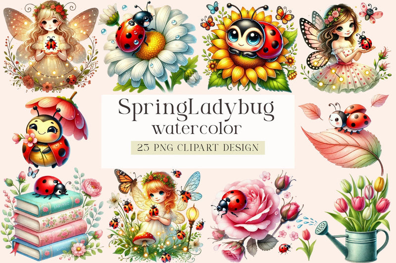 Spring Ladybug Clipart Bundle - CraftNest - Digital Crafting and Art