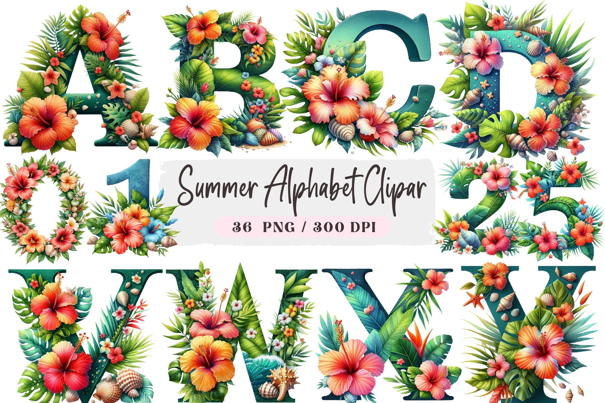 Summer Alphabet Clipart Bundle