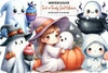Trendy Ghost Halloween Clipart Bundle