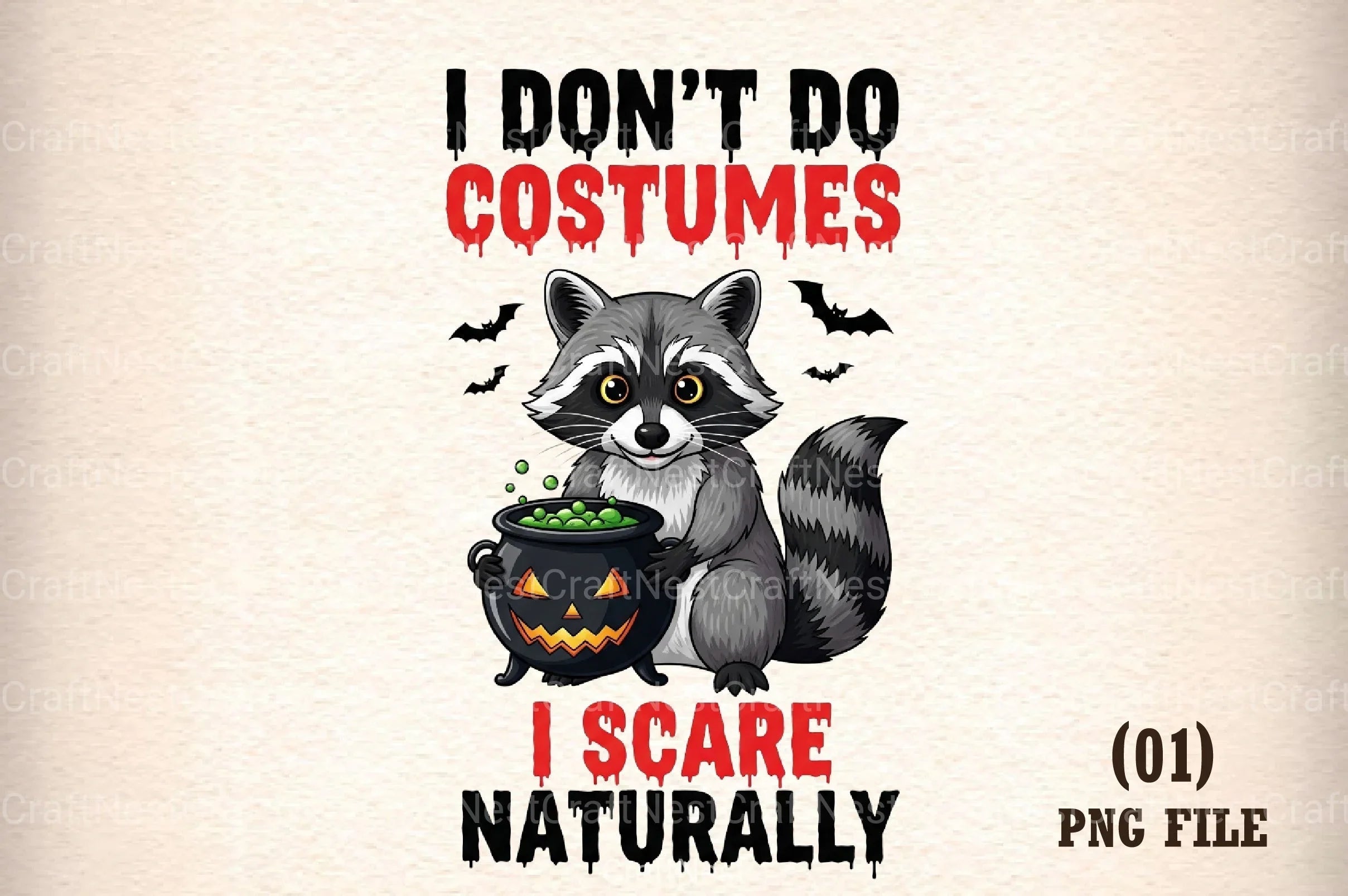 Sarcastic Raccoon Funny Halloween Clipart Bundle