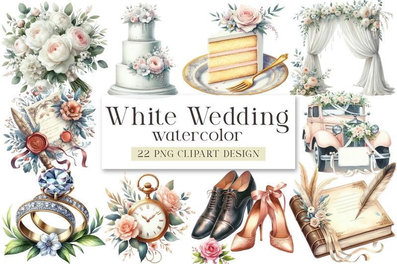 White Wedding Timeline Clipart Bundle - CraftNest - Digital Crafting and Art