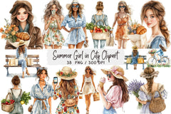 Summer Girl City Clipart Bundle - CraftNest - Digital Crafting and Art
