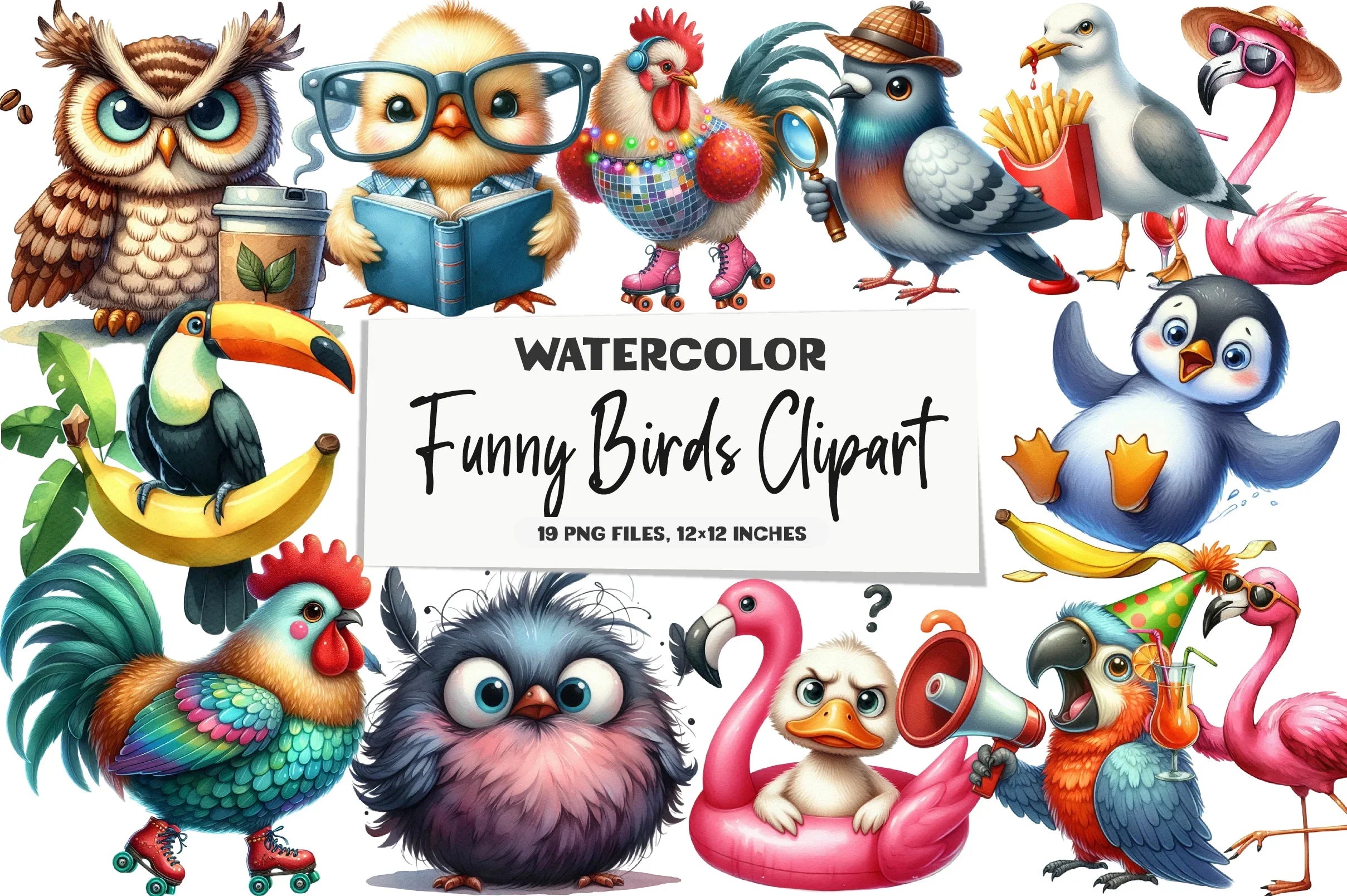 Funny Birds Clipart Bundle - CraftNest - Digital Crafting and Art