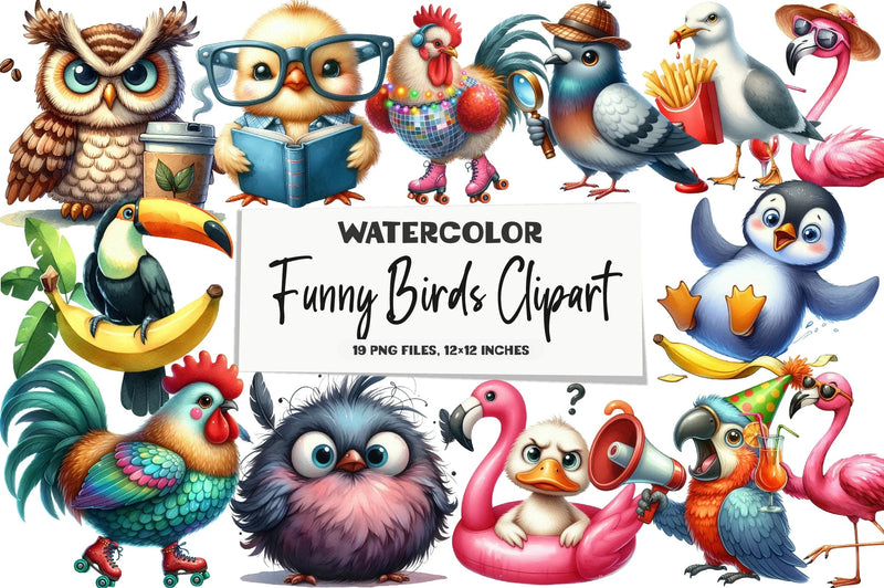 Funny Birds Clipart Bundle - CraftNest - Digital Crafting and Art
