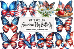 American Flag Butterfly Clipart Bundle - CraftNest - Digital Crafting and Art