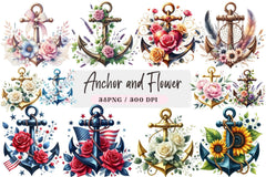 Anchor and Flower Clipart Bundle - CraftNest - Digital Crafting and Art