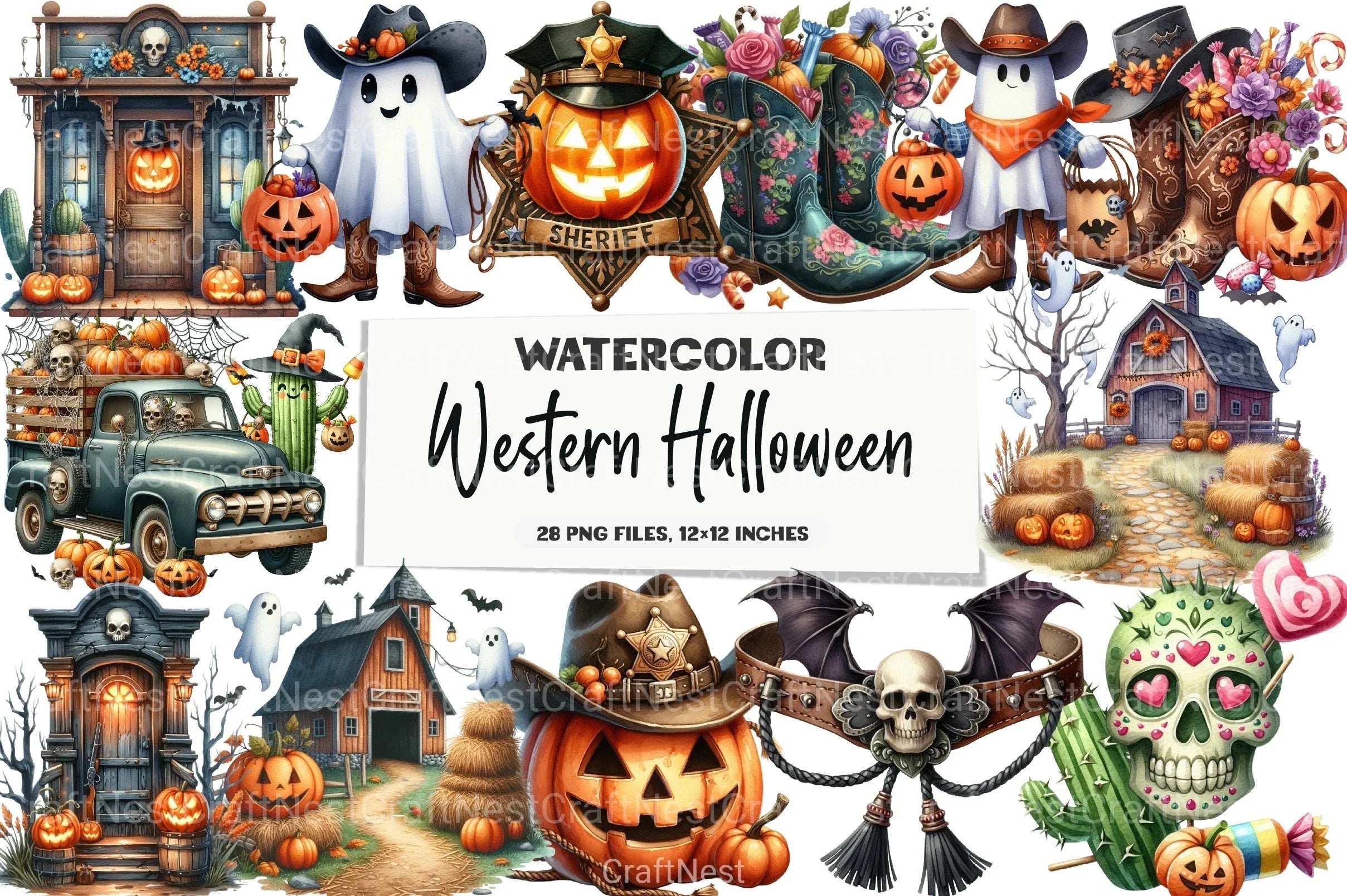 Western Halloween Clipart Bundle - CraftNest - Digital Crafting and Art