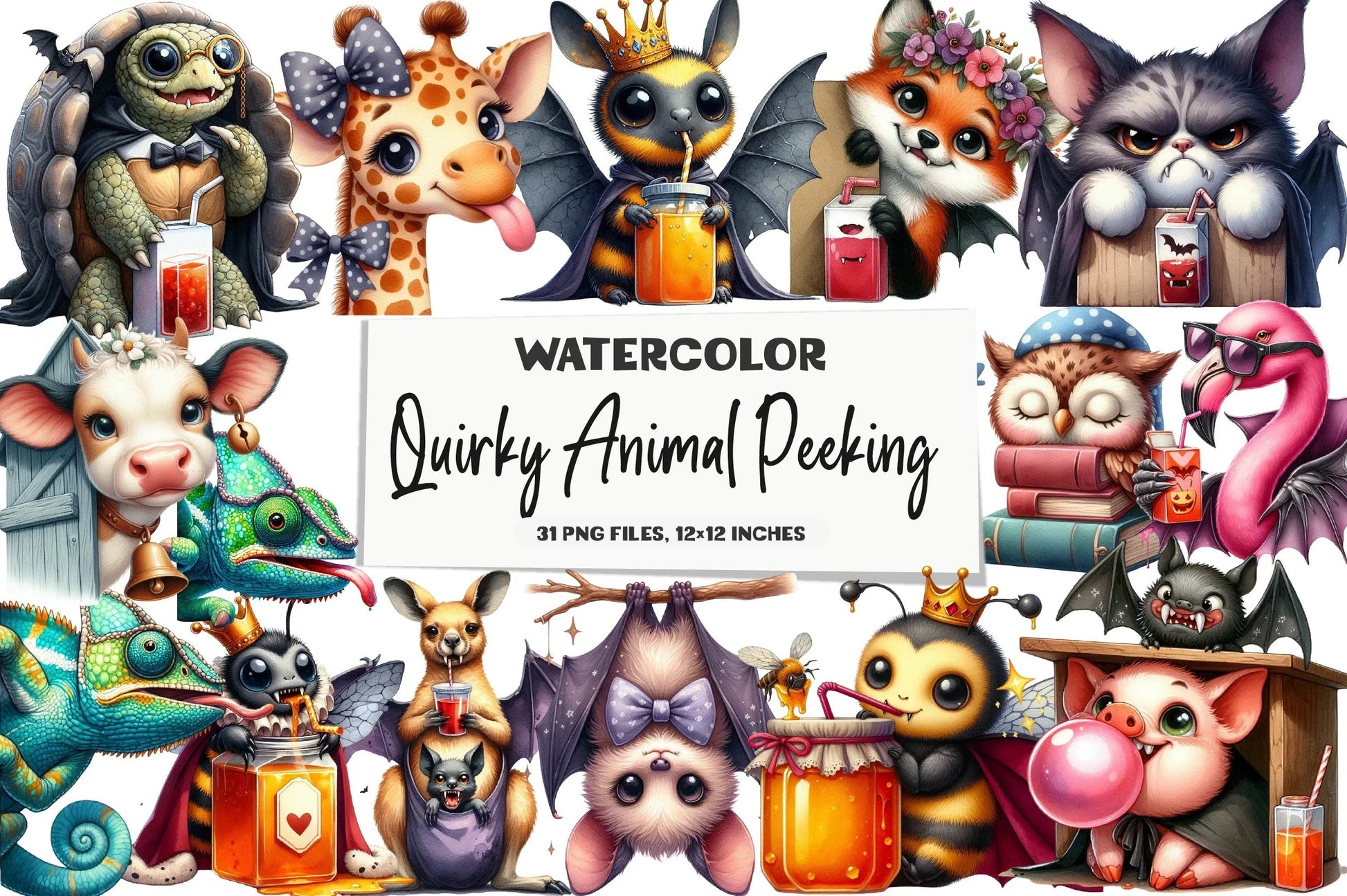 Quirky Animal Peeking Clipart Bundle - CraftNest - Digital Crafting and Art
