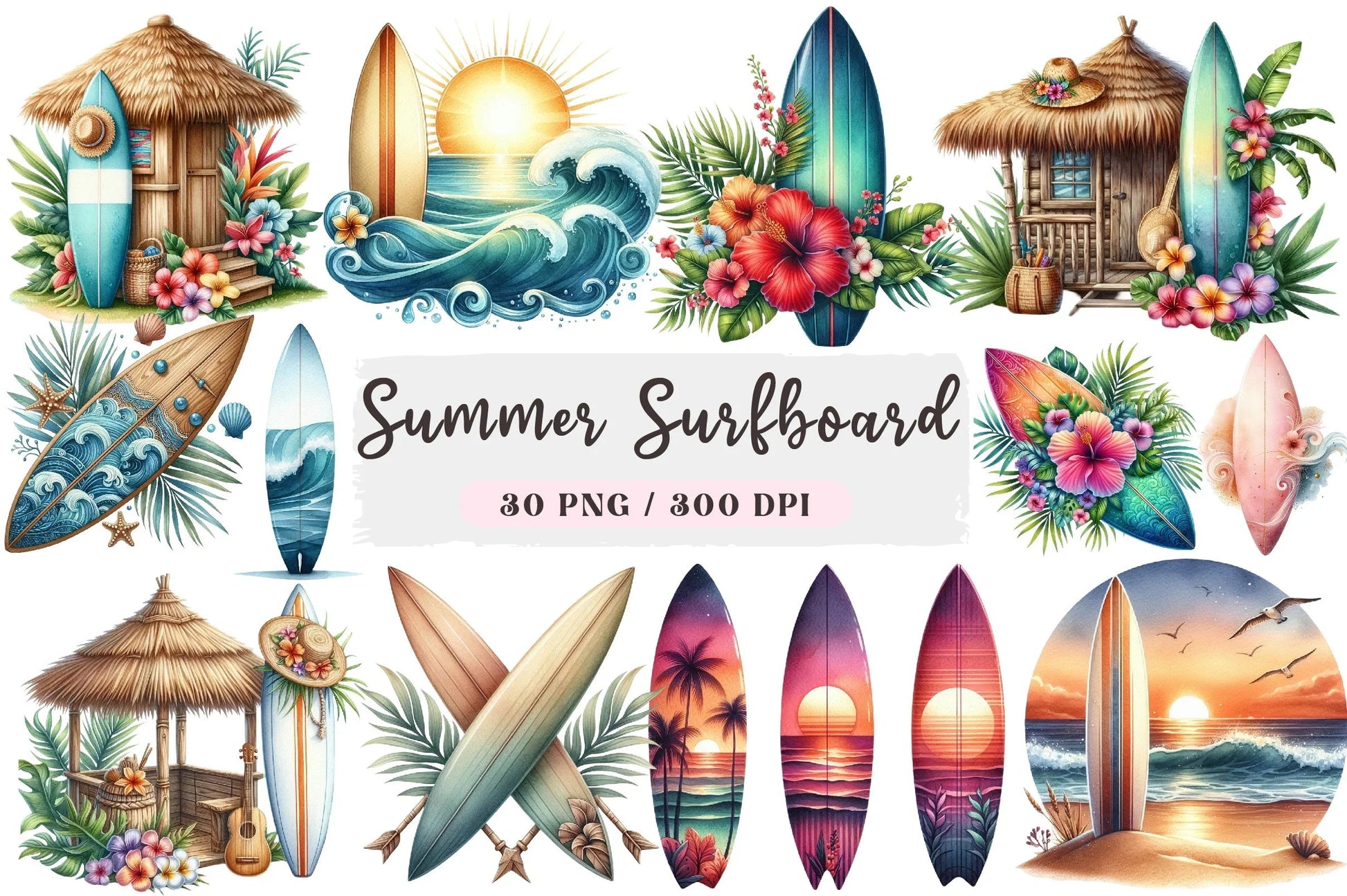Summer Surfboard Clipart Bundle - CraftNest - Digital Crafting and Art