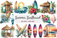 Summer Surfboard Clipart Bundle - CraftNest - Digital Crafting and Art
