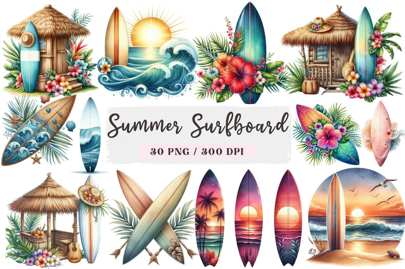 Summer Surfboard Clipart Bundle - CraftNest - Digital Crafting and Art