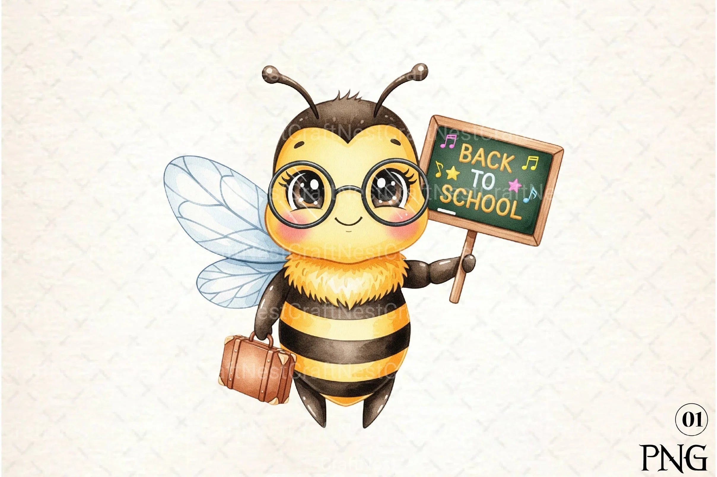 Back to School Bee Clipart Bundle 5 - CraftNest - Digital Crafting and Art