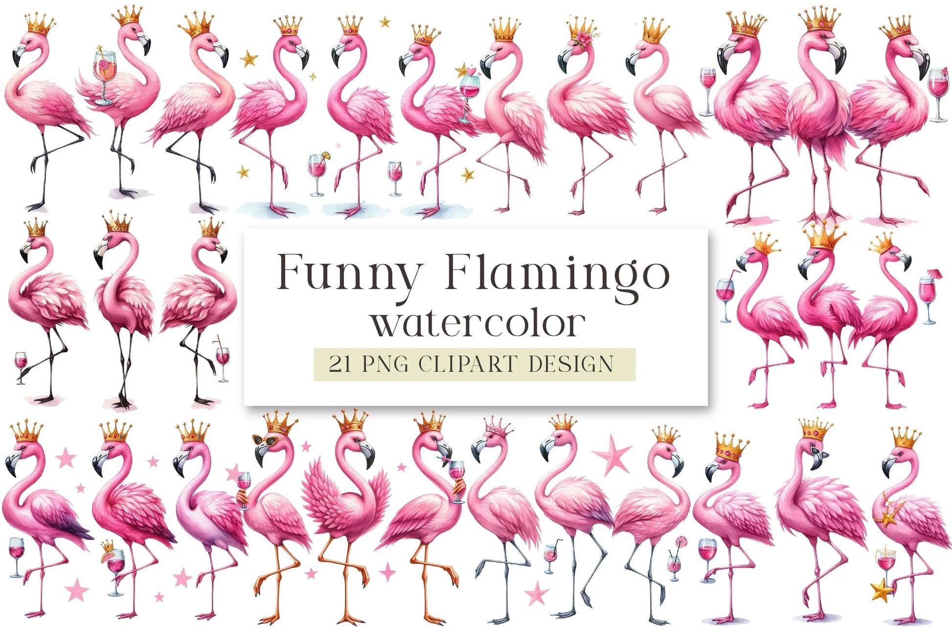 Funny Flamingo Clipart Bundle - CraftNest - Digital Crafting and Art