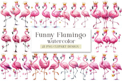Funny Flamingo Clipart Bundle - CraftNest - Digital Crafting and Art