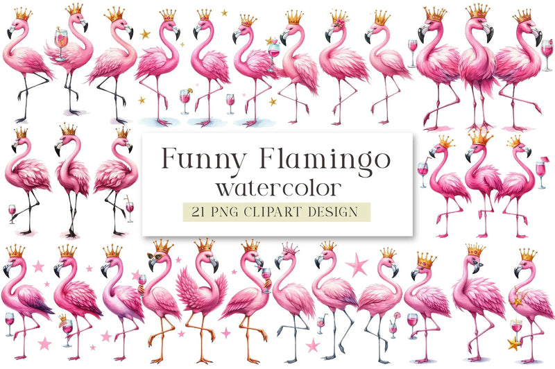 Funny Flamingo Clipart Bundle - CraftNest - Digital Crafting and Art