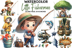Little Fisherman Clipart Bundle - CraftNest - Digital Crafting and Art