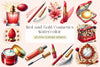 Red and Gold Cosmetics Clipart Bundle