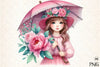 Girl with Peonies Flower Clipart Bundle
