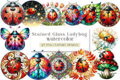 Stained Glass Ladybug Clipart Bundle - CraftNest - Digital Crafting and Art