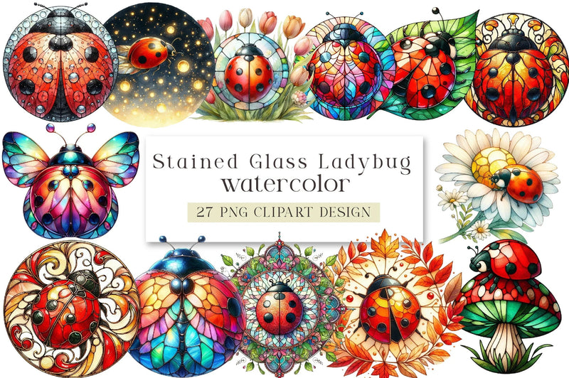 Stained Glass Ladybug Clipart Bundle - CraftNest - Digital Crafting and Art