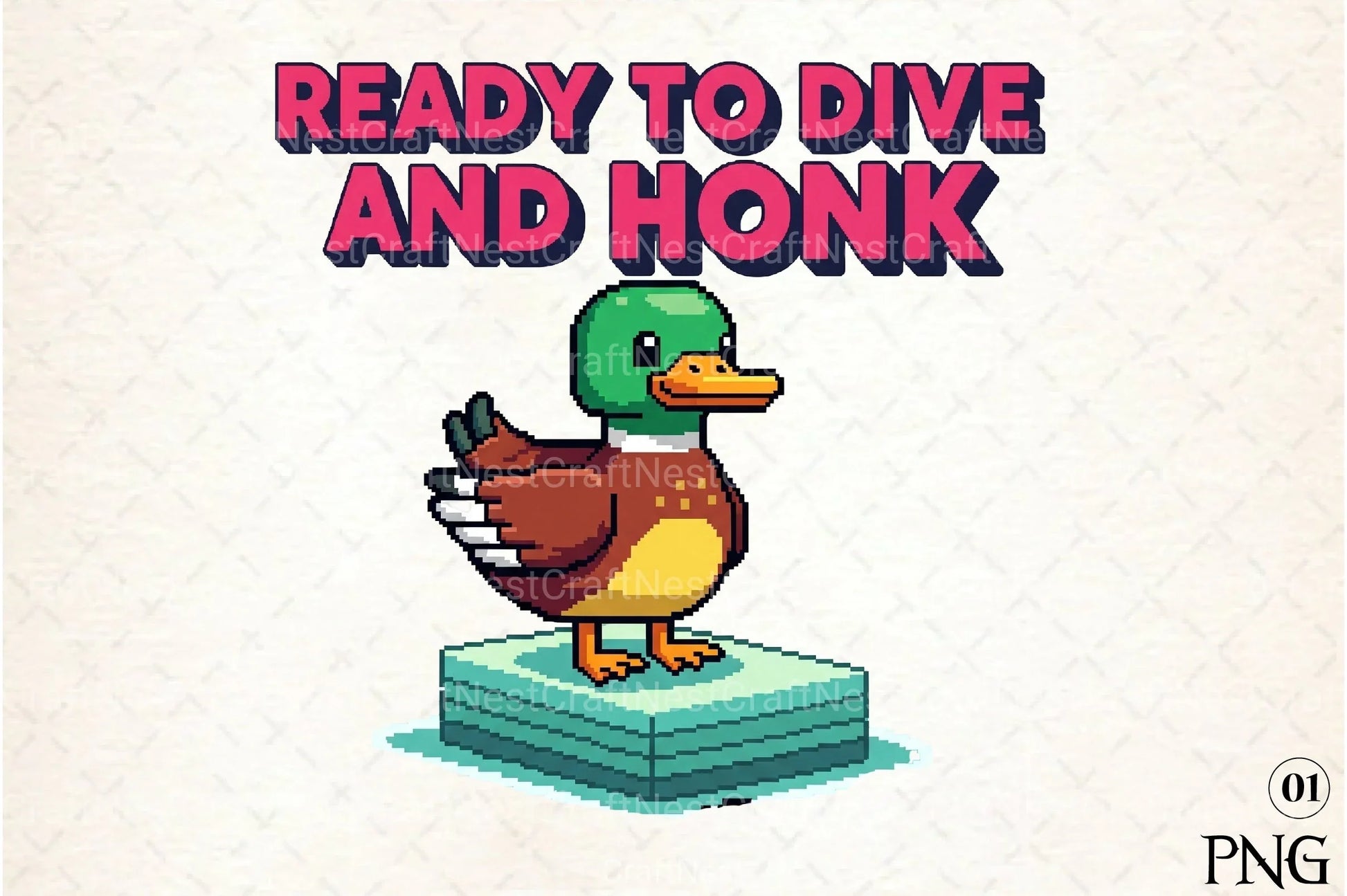 Blocky Style Funny Summer Goose Clipart Bundle 4 - CraftNest - Digital Crafting and Art