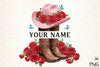 Pink Cowgirl Hat & Boots Monogram Clipart Bundle