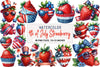 4th of July Strawberry Clipart Bundle