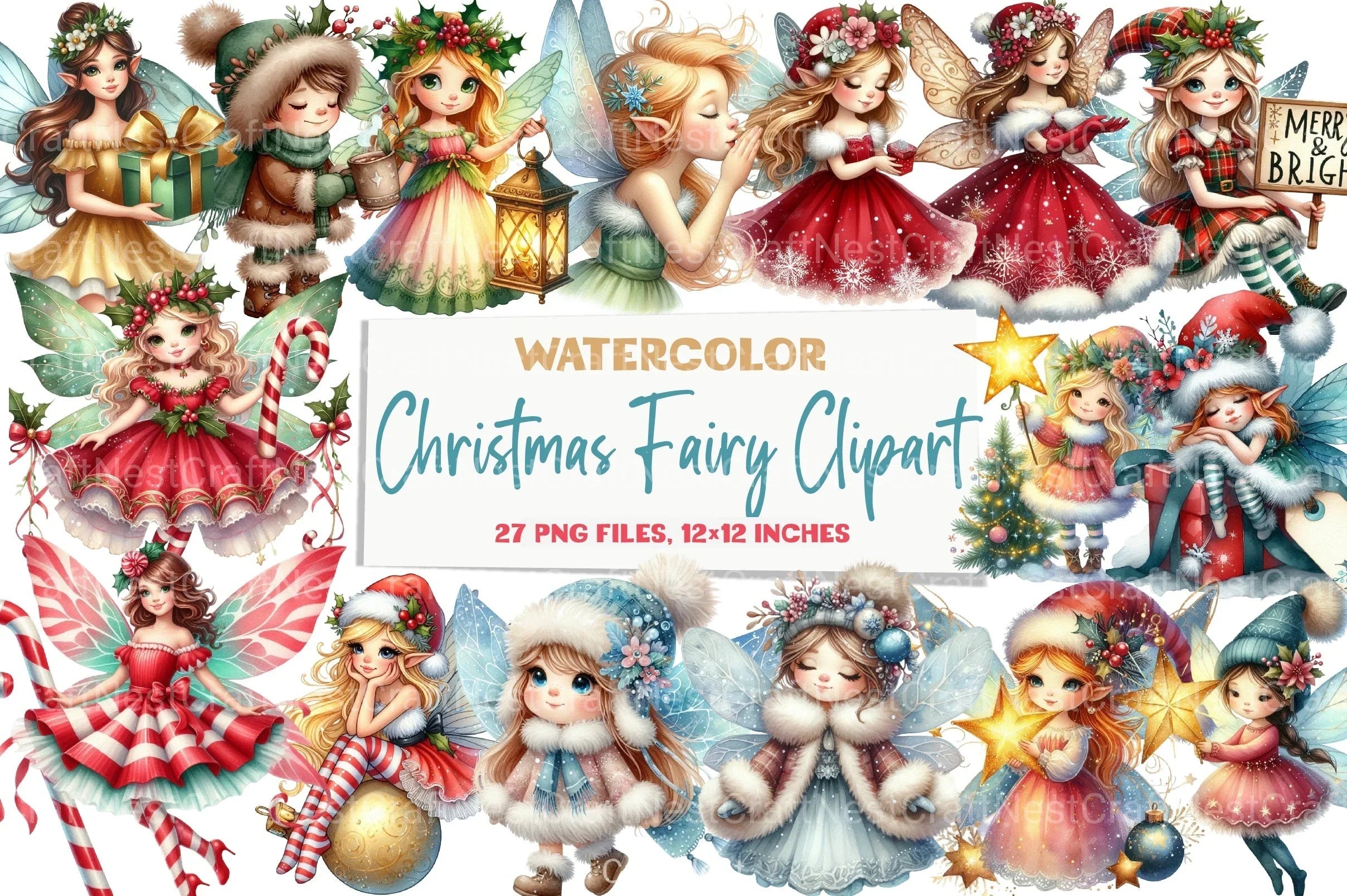 Christmas Fairy Clipart Bundle 1 - CraftNest - Digital Crafting and Art