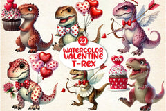 Valentine's Day T-Rex Clipart Bundle 77 - CraftNest - Digital Crafting and Art