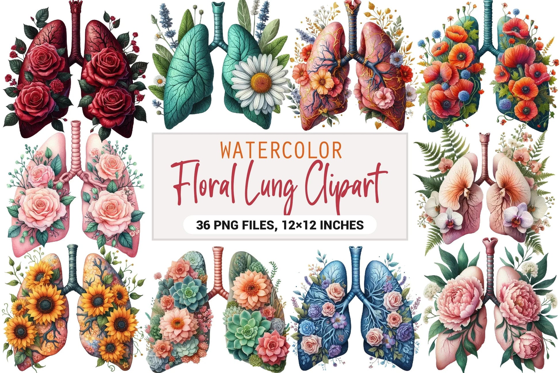 Floral Lung Clipart Bundle - CraftNest - Digital Crafting and Art