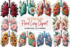 Floral Lung Clipart Bundle - CraftNest - Digital Crafting and Art