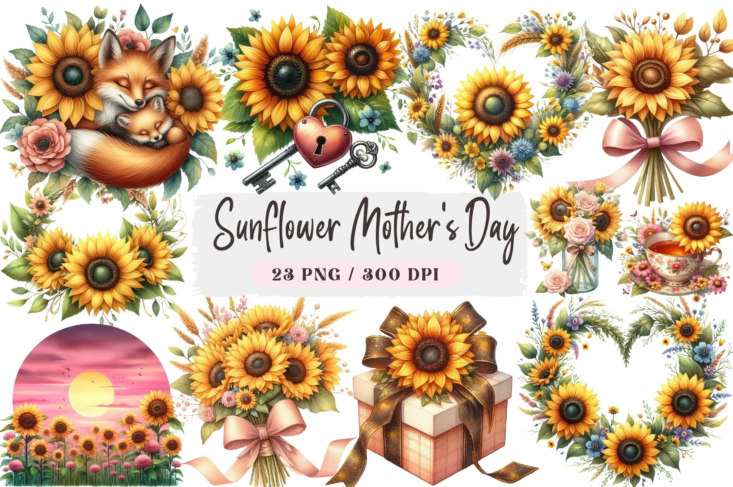 Sunflower Mother's Day Clipart Bundle - CraftNest - Digital Crafting and Art