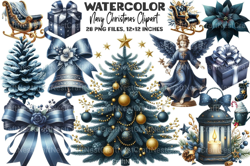 Navy Christmas Clipart Bundle 125 - CraftNest - Digital Crafting and Art