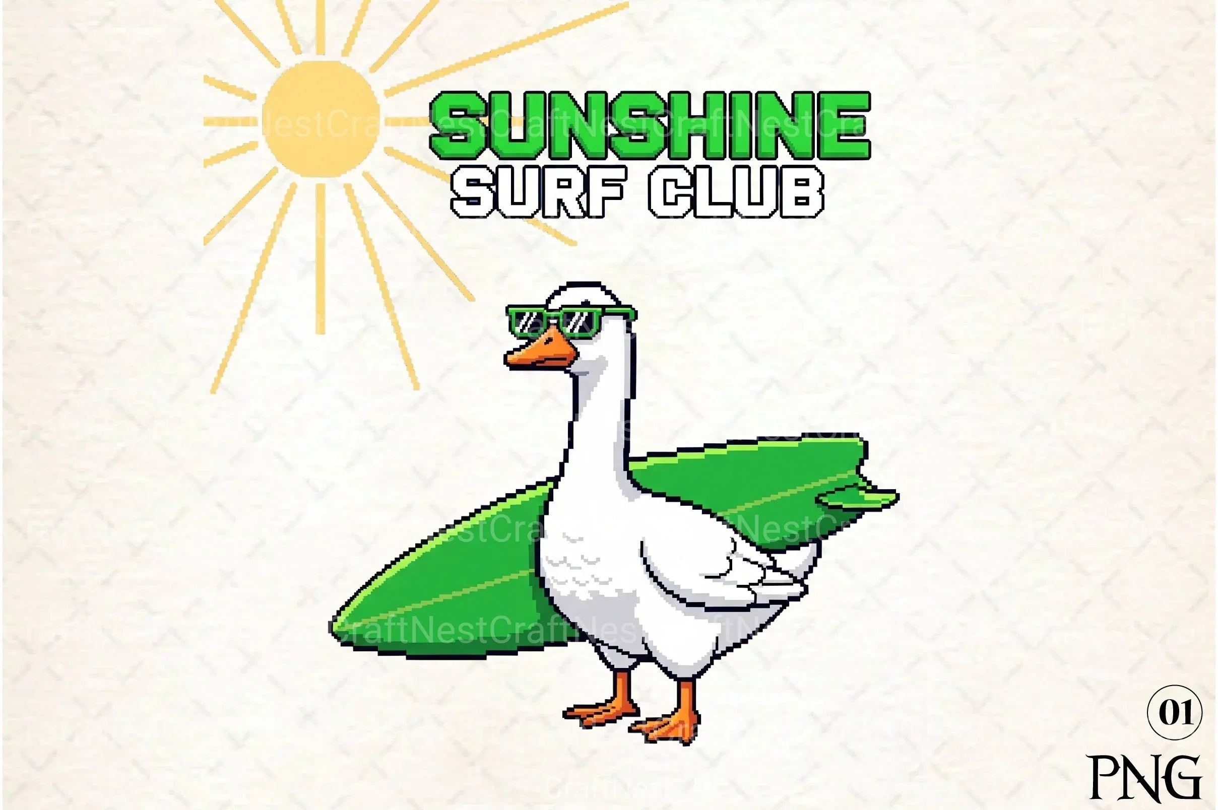 Blocky Style Funny Summer Goose Clipart Bundle 8 - CraftNest - Digital Crafting and Art