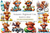 Summer Highland Cow Clipart Bundle