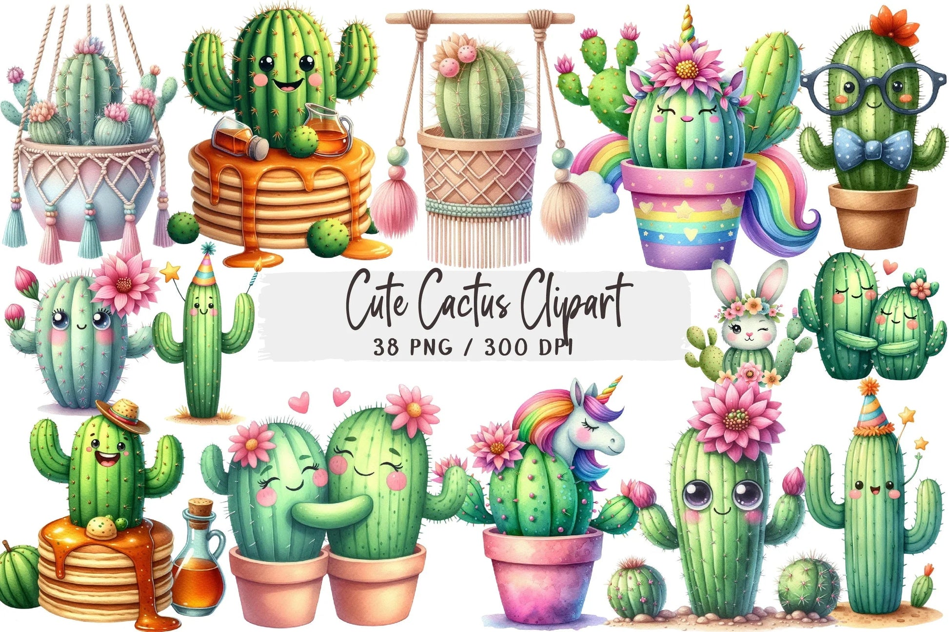 Cute Cactus Clipart Bundle - CraftNest - Digital Crafting and Art