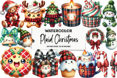 Kawaii Plaid Christmas Clipart Bundle - CraftNest - Digital Crafting and Art