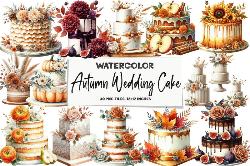 Autumn Wedding Cake Clipart Bundle 77 - CraftNest - Digital Crafting and Art