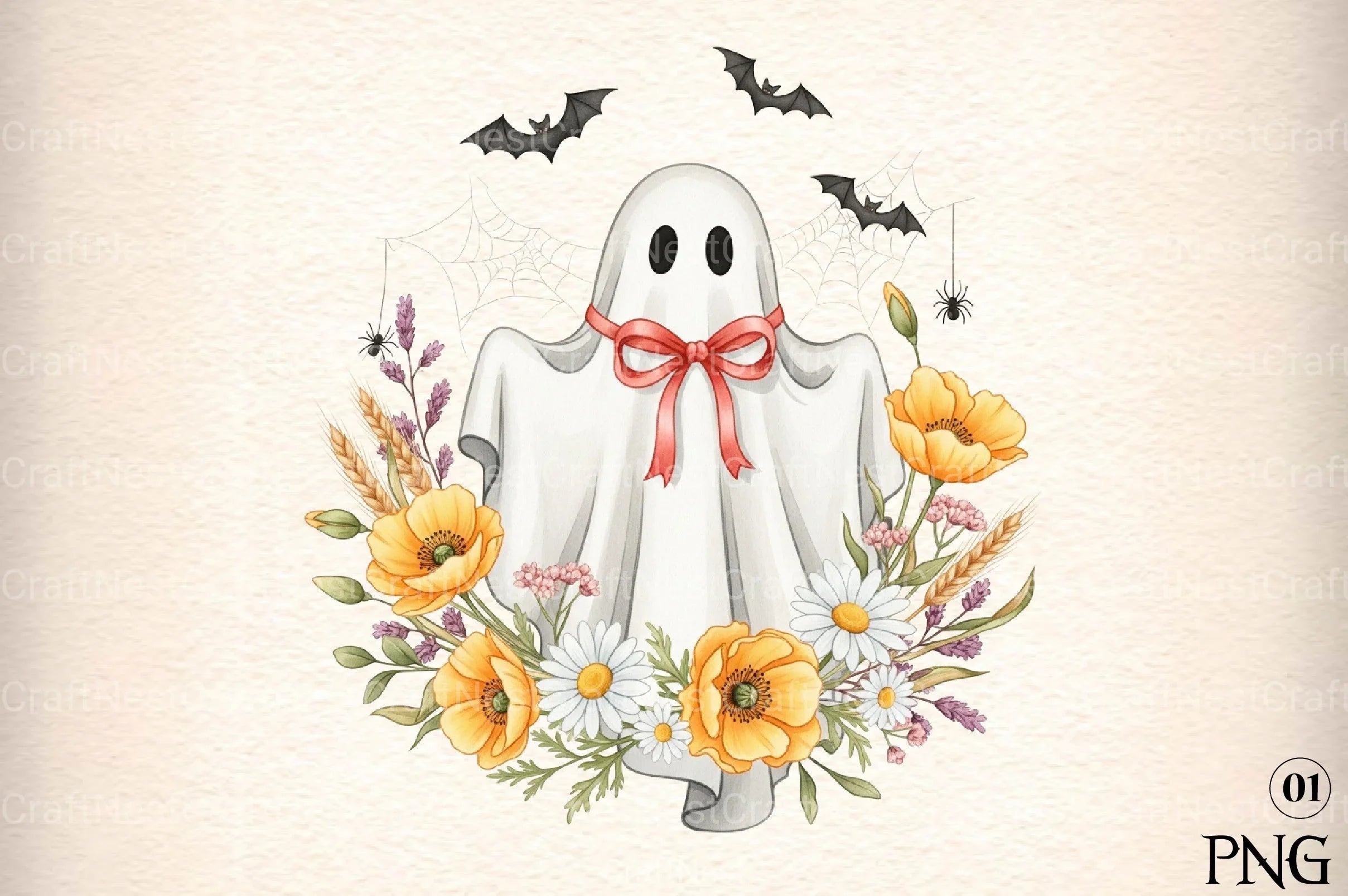 Cute Floral Halloween Lace Ghost Clipart Bundle 2 - CraftNest - Digital Crafting and Art
