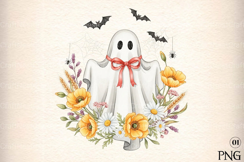 Cute Floral Halloween Lace Ghost Clipart Bundle 2 - CraftNest - Digital Crafting and Art