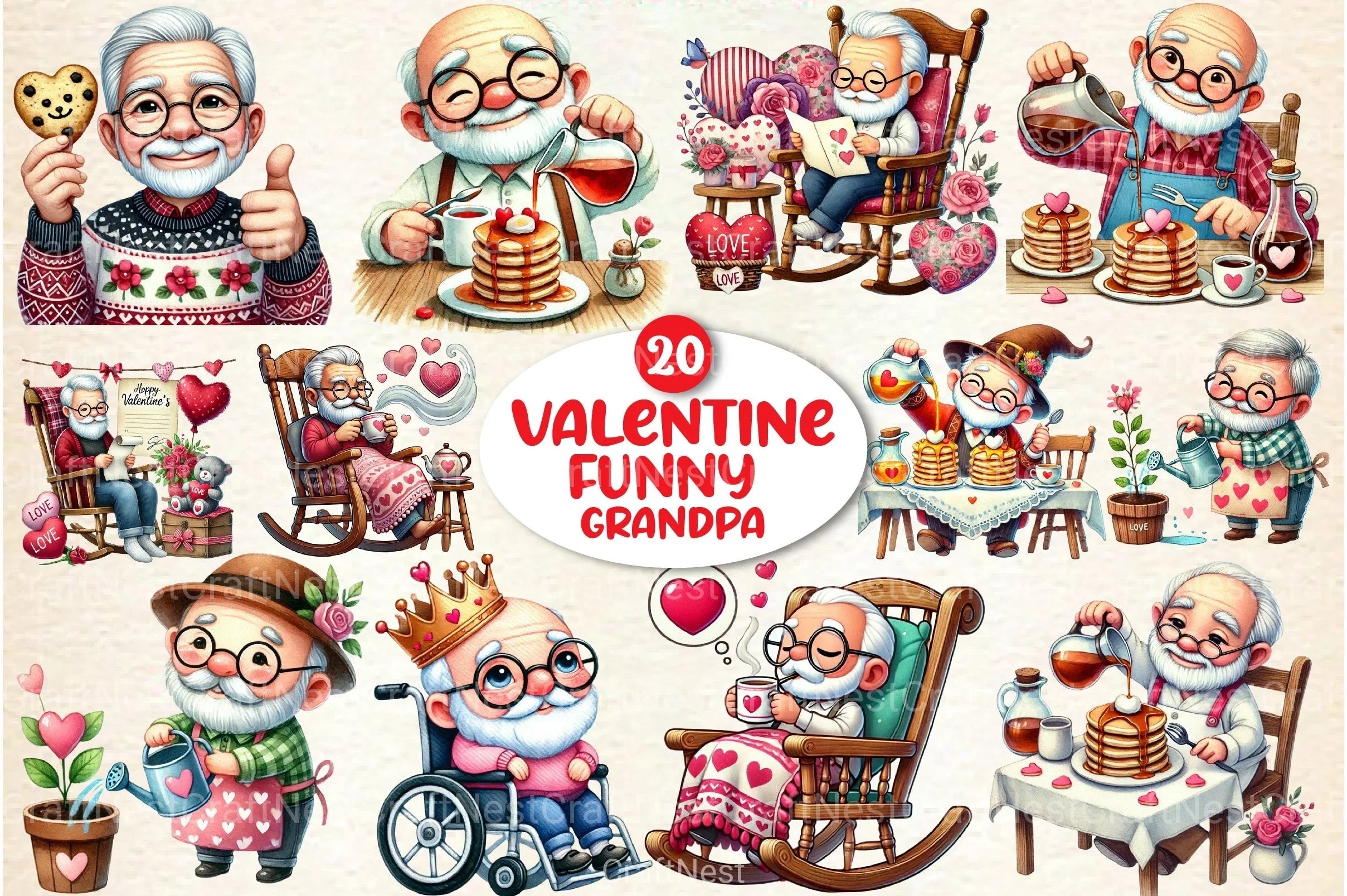 Funny Valentine's Grandpa Clipart Bundle 2 - CraftNest - Digital Crafting and Art
