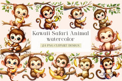 Kawaii Safari Animal Clipart Bundle - CraftNest - Digital Crafting and Art
