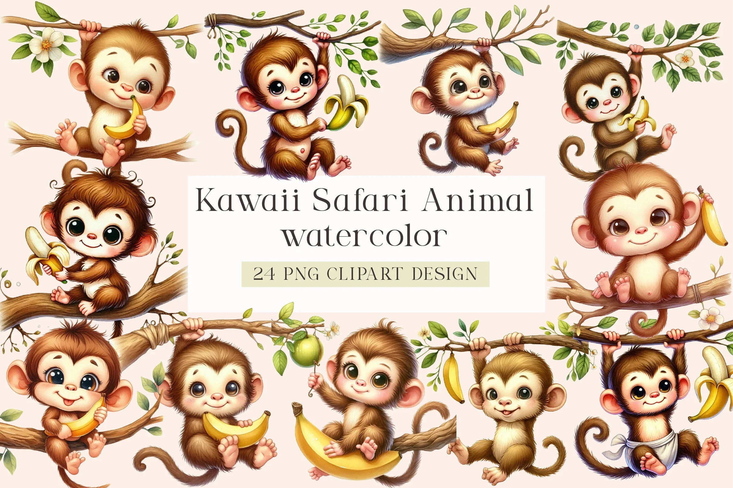 Kawaii Safari Animal Clipart Bundle - CraftNest - Digital Crafting and Art
