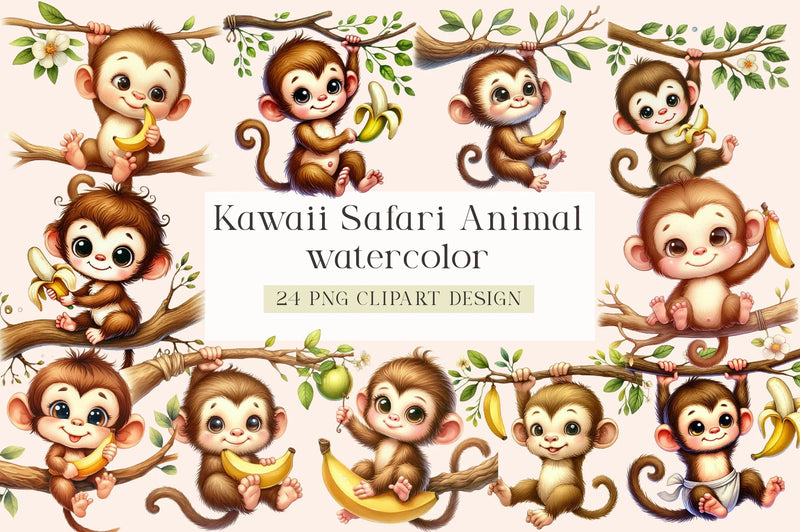 Kawaii Safari Animal Clipart Bundle - CraftNest - Digital Crafting and Art