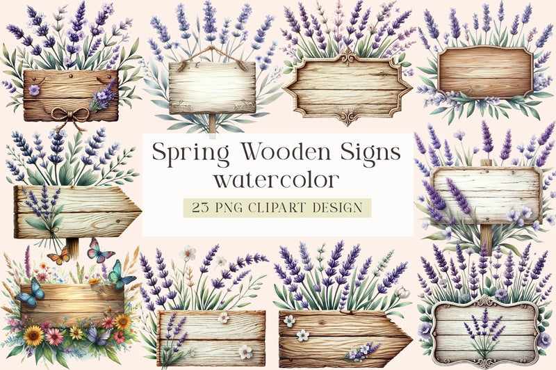 Spring Wooden Signs Clipart Bundle - CraftNest - Digital Crafting and Art