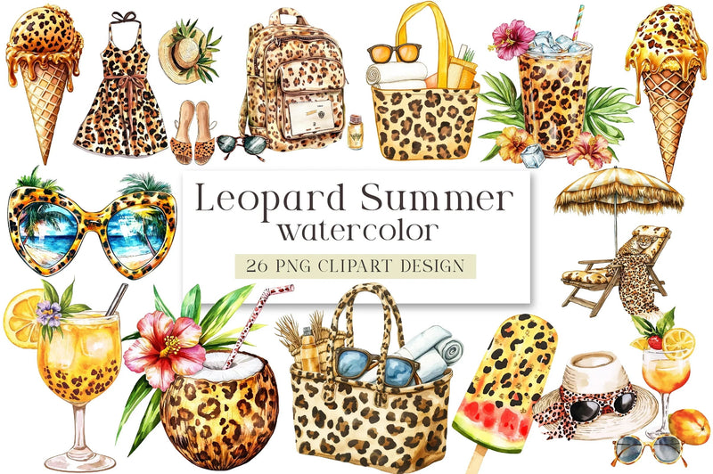 Leopard Print Summer Clipart Bundle - CraftNest - Digital Crafting and Art