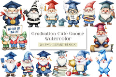 Graduation Cute Gnome Clipart Bundle - CraftNest - Digital Crafting and Art