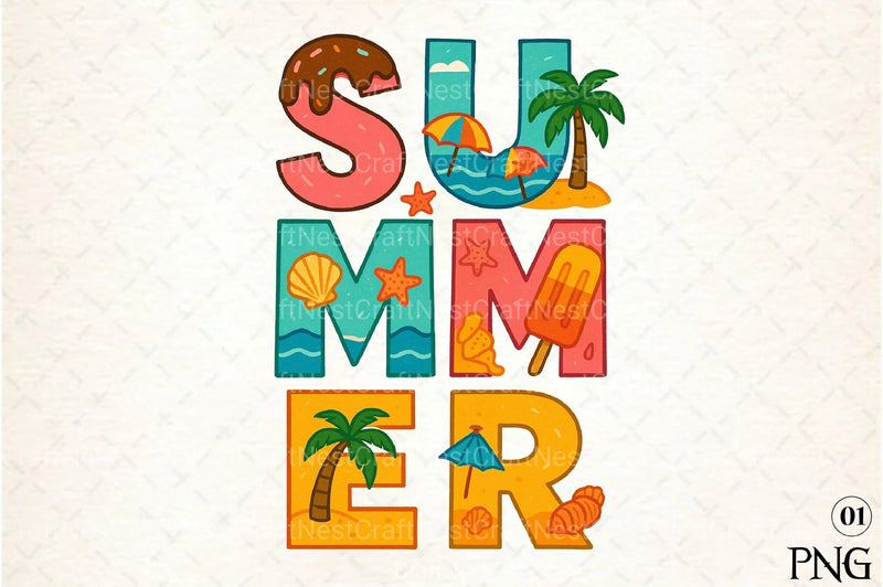 Summer Clipart Bundle: Vibrant Seasonal Graphics - CraftNest - Digital Crafting and Art